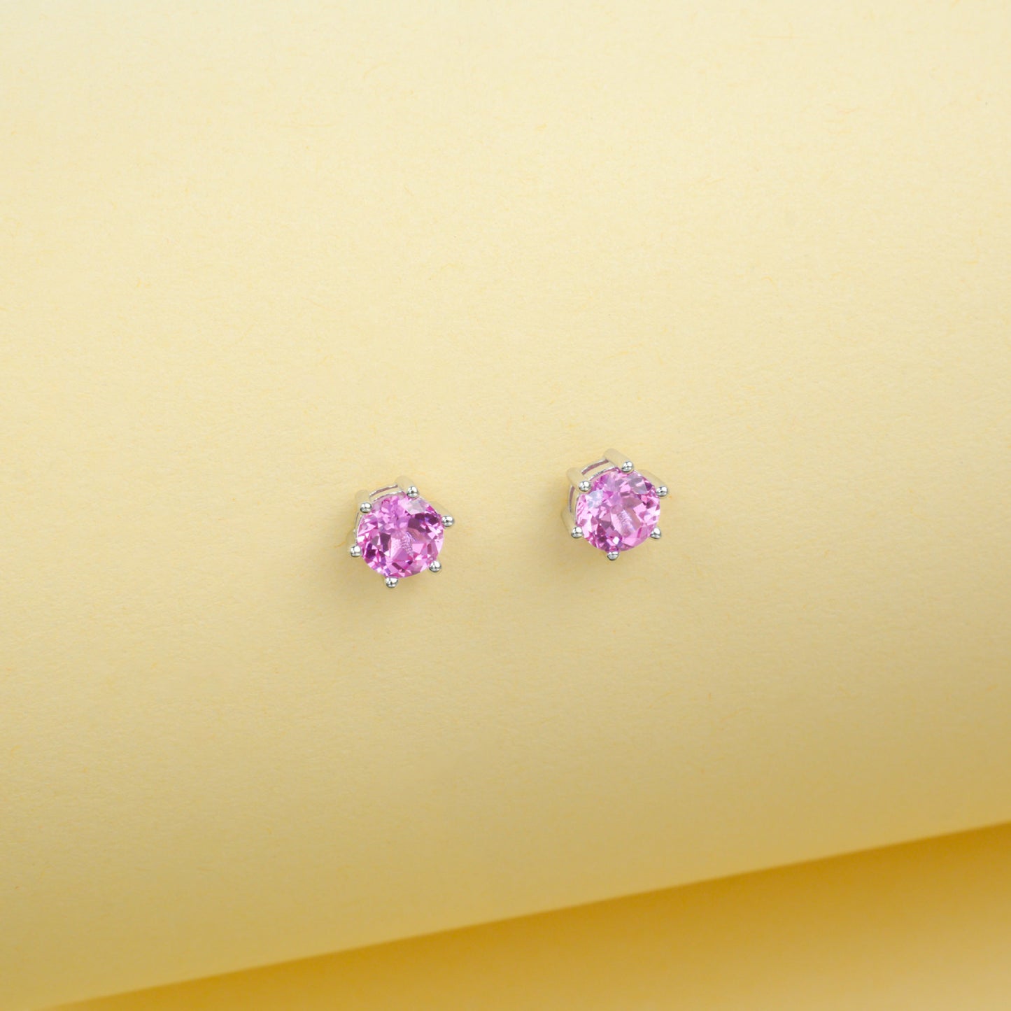 S925 Sterling Silver Lab Padparadscha Pink Sapphire Earrings, Vintage Premium for Women - Photo 4