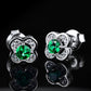 S925 Sterling Silver Lab Emerald Pave Earrings, Vintage Premium for Women - Photo 3