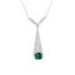 Vintage Lab Emerald Necklace S925 Silver Full Diamond Evening Premium - Photo 5