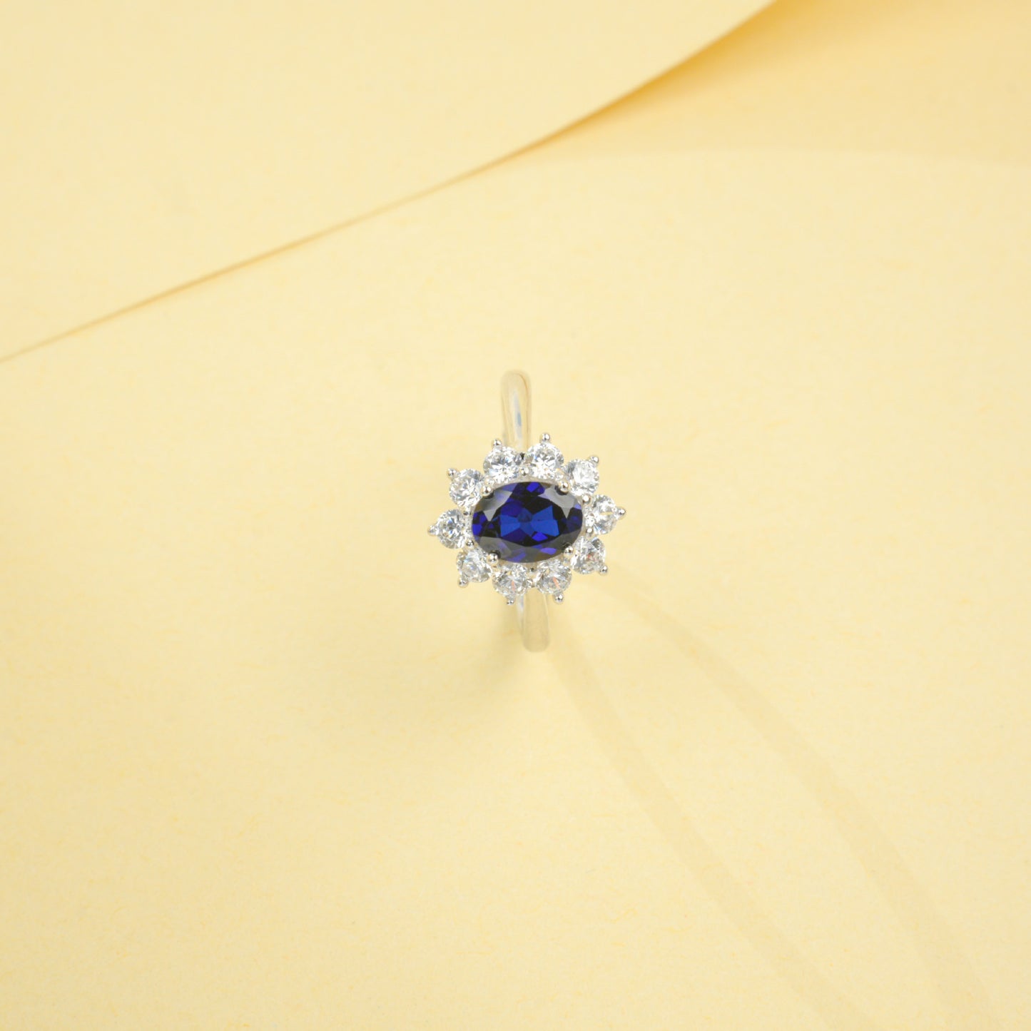 925 Sterling Silver Lab Sapphire Sunflower Ring for Women, Vintage Premium - Photo 3