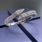925 Sterling Silver Double-Ring Square Pave Bangle, Premium Delicate for Women - Photo 2