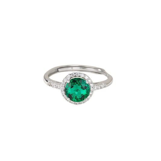Lab Emerald Ring 925 Silver and Setting, Oval Geometric Classic - Photo 5