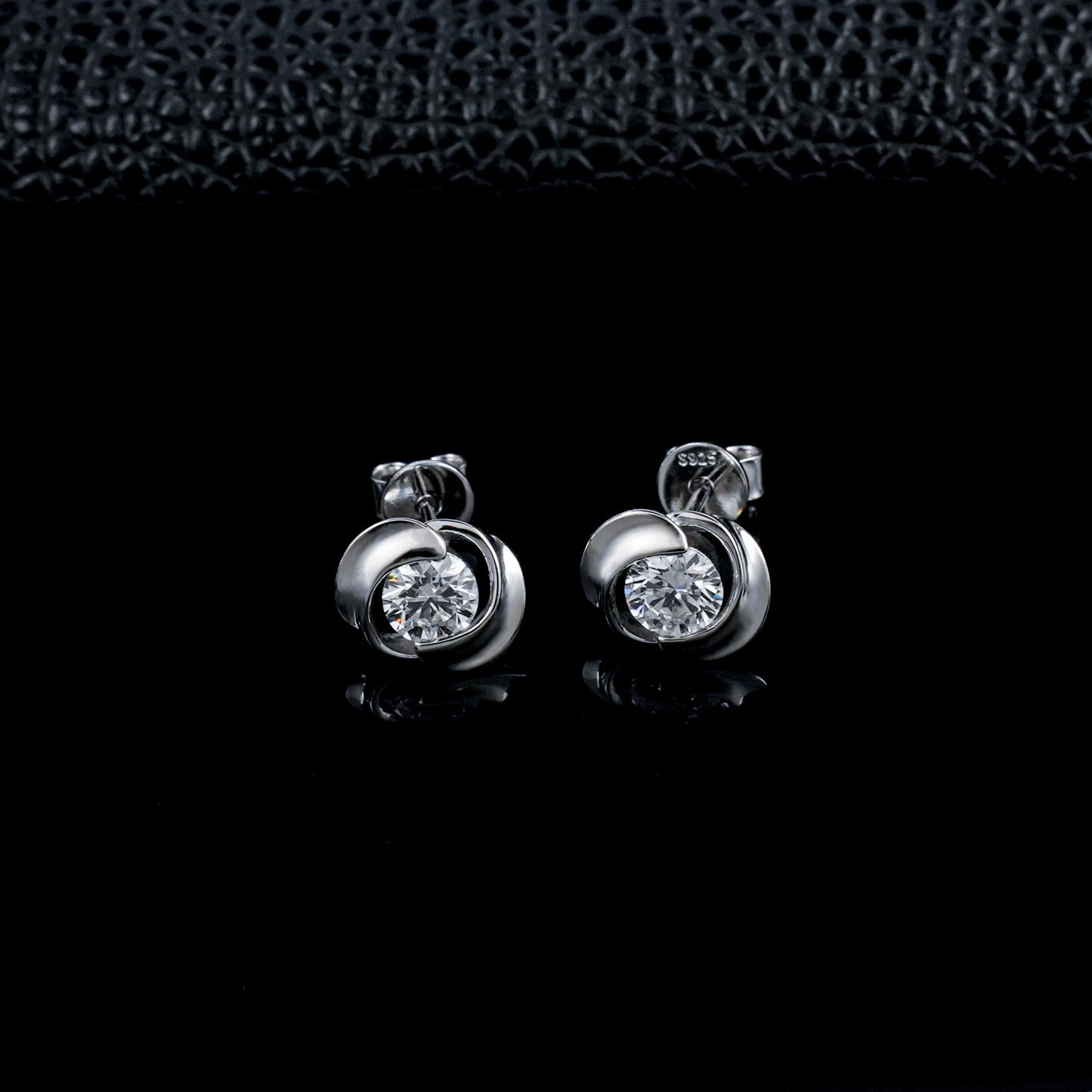 S925 Silver Spinning Rose Lab Diamond Stud Earrings, Flower Diamond Earrings - Photo 3