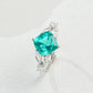 925 Sterling Silver White-Gold Paraiba Pave Open Ring, Elegant - Photo 6