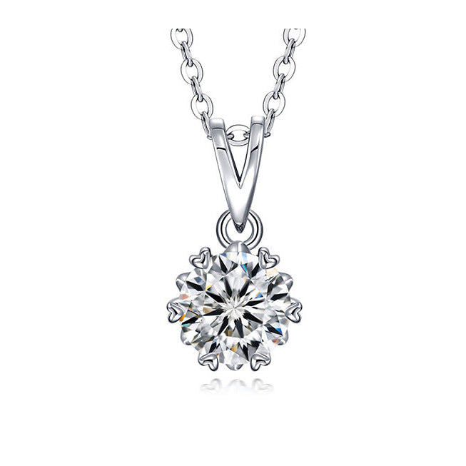 925 Sterling Silver Lab Diamond Six-Prong Choker Necklace, Premium Birthday Gift - Photo 1