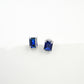 S925 Sterling Silver Lab Sapphire Square Earrings, Minimalist Bestie Birthday - Photo 2