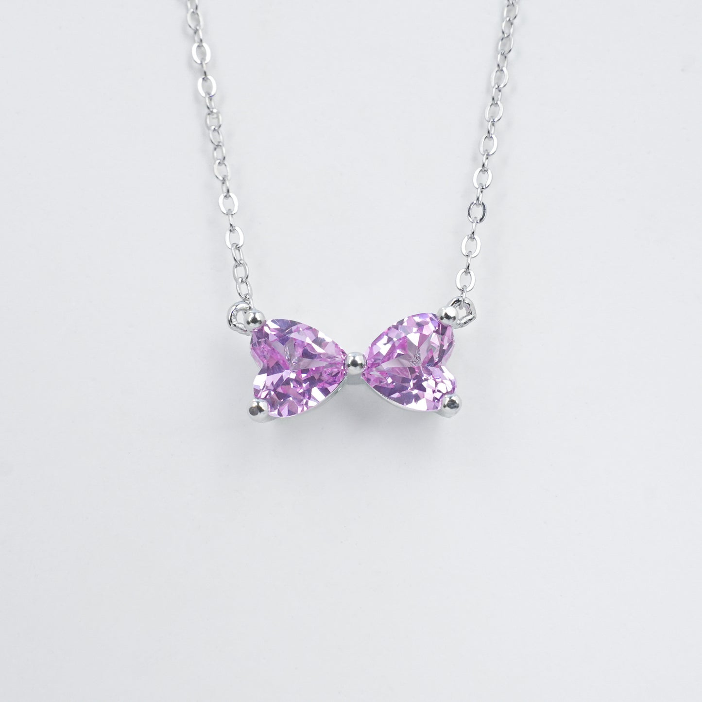 S925 Silver Lab Padparadscha Bow Necklace, Girly Choker Direct - Photo 5