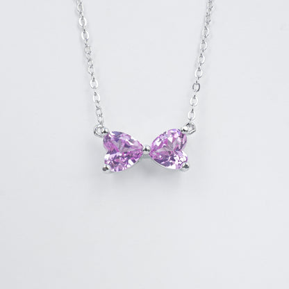 S925 Silver Lab Padparadscha Bow Necklace, Girly Choker Direct - Photo 5
