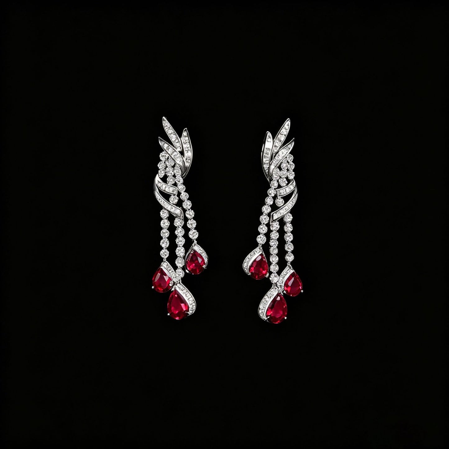 S925 Sterling Silver Lab Ruby Jewellery Set, Premium Wedding Accessory - Photo 2