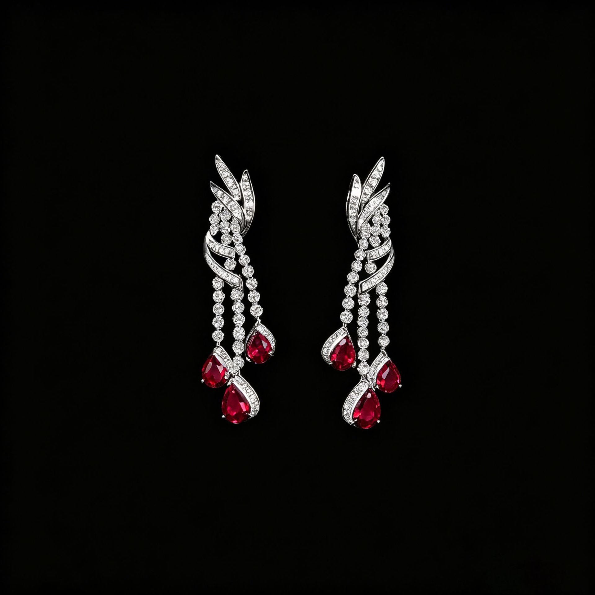 S925 Sterling Silver Lab Ruby Jewellery Set, Premium Wedding Accessory - Photo 2