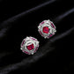S925 Sterling Silver Lab Pigeon Blood Ruby Octagon Heavy-Craft Earrings, Premium for Women - Photo 4