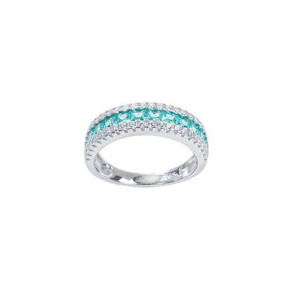 S925 Silver Emerald Eternity Band Square Diamond, Versatile Ring - Photo 5