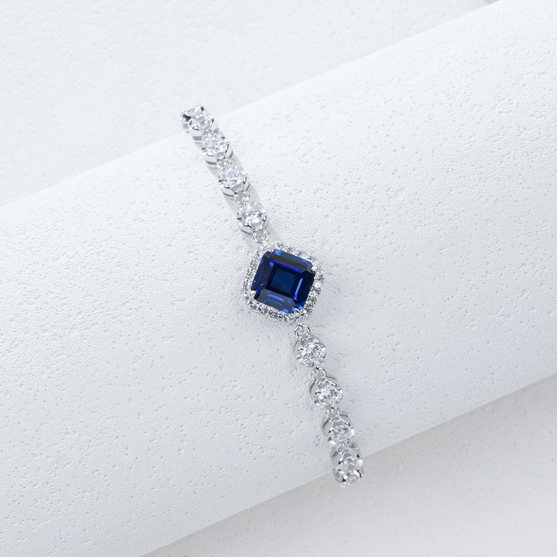 S925 Silver Square Sapphire Halo Jewellery, Women's Versatile Accessory - Photo 4