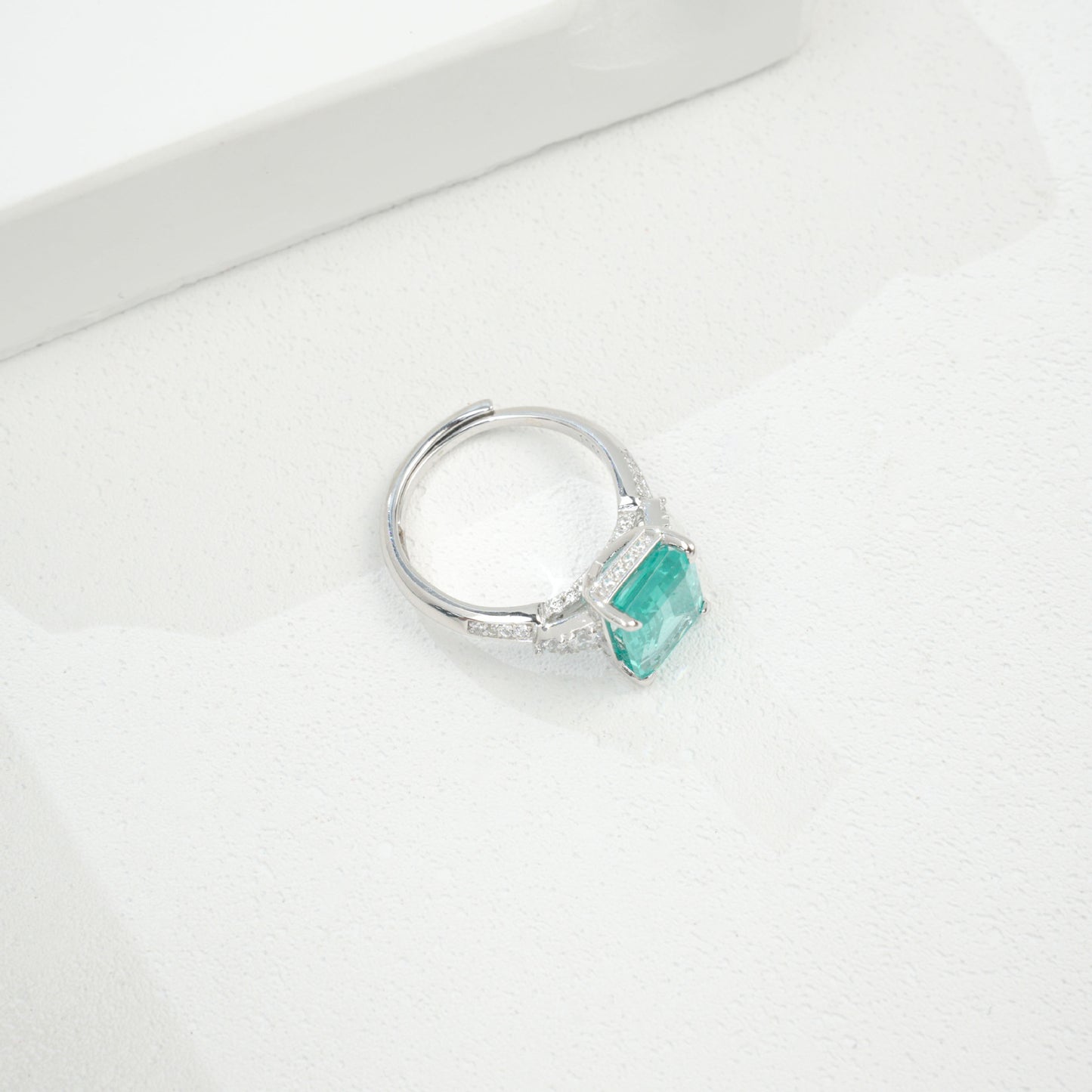 925 Sterling Silver Paraiba-Colour Ring, Premium Modern Minimalist - Photo 2