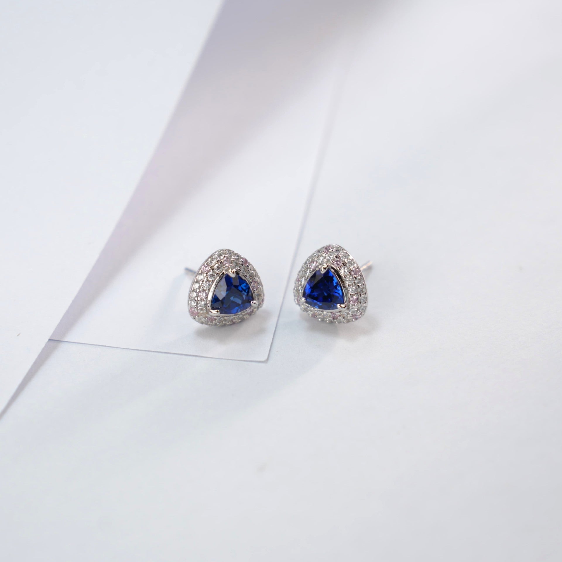 S925 Sterling Silver Lab Sapphire Earrings, Earrings C - Photo 4