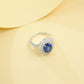 925 Sterling Silver Lab Sapphire Diamond Ring, Minimalist for Women - Photo 3