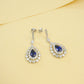 925 Sterling Silver Lab Sapphire Teardrop Pave Long Drop Earrings - Photo 4