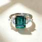 S925 Sterling Silver Lab Emerald Ring for Women, Minimalist Adjustable - Photo 2