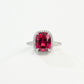 S925 Sterling Silver Large-Carat Lab Ruby Classic Halo Twist-Arm Ring, for Women - Photo 6