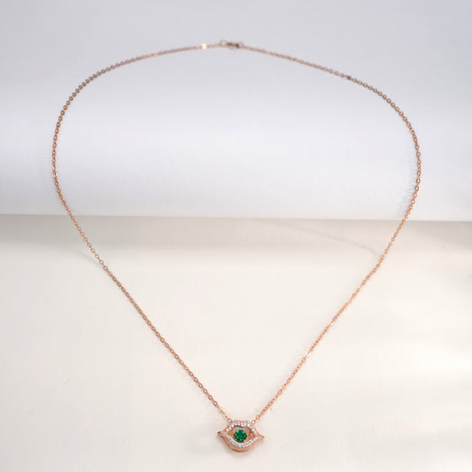 925 Sterling Silver Lab Emerald Flame-Lip Pendant Choker, Date Gift for Women - Photo 3