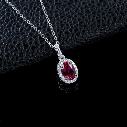 Simple Ruby Silver Necklace, Small Anniversary Birthday - Photo 2