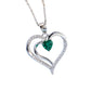 925 Sterling Silver Lab Emerald Heart Necklace, Romantic Versatile for Women - Photo 5