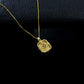 Vintage Lab Ruby Square Plate Full Diamond Halo Brushed Gold-Plated Necklace - Photo 4