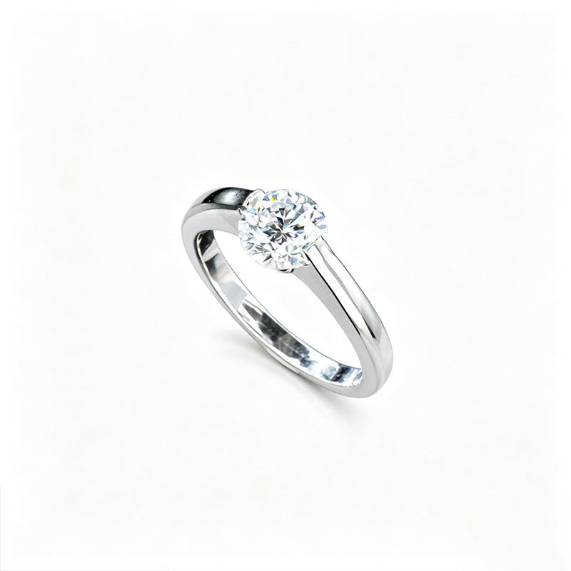 S925 Silver Lab Diamond Simple Solitaire Ring, Versatile Jewellery Holiday - Photo 5