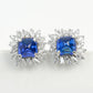 S925 Sterling Silver Lab Sapphire Sunflower Stud Earrings, Premium Elegant for Women - Photo 1
