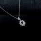 S925 Silver Oval Lab Sapphire Sunflower Diamond Pendant Necklace, Classic - Photo 4