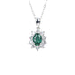 S925 Silver Oval Lab Sapphire Sunflower Diamond Pendant Necklace, Classic - Photo 5