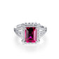 S925 Sterling Silver Lab Ruby Square Hollow Double-Row Palace Ring, Engagement Gift - Photo 5