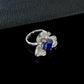 S925 Sterling Silver Lab Sapphire Geometric Ring, Premium Vintage for Women - Photo 3