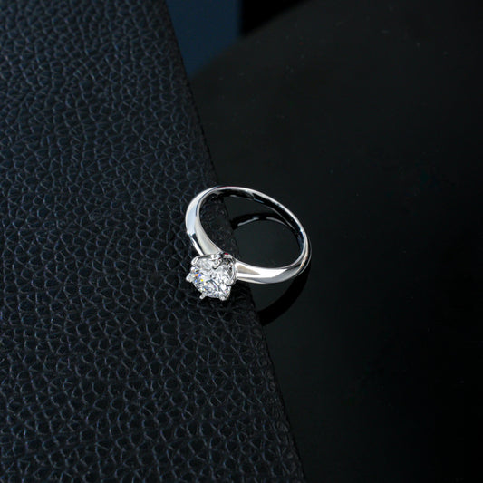 S925 Silver Classic 6-Claw Stone Ring, Versatile Proposal Engagement - Photo 3