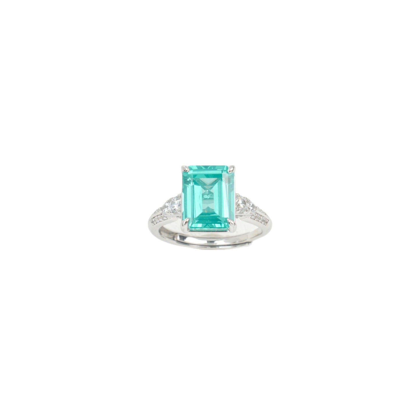 S925 Sterling Silver Paraiba-Colour Square Ring, Minimalist Premium Versatile - Photo 5