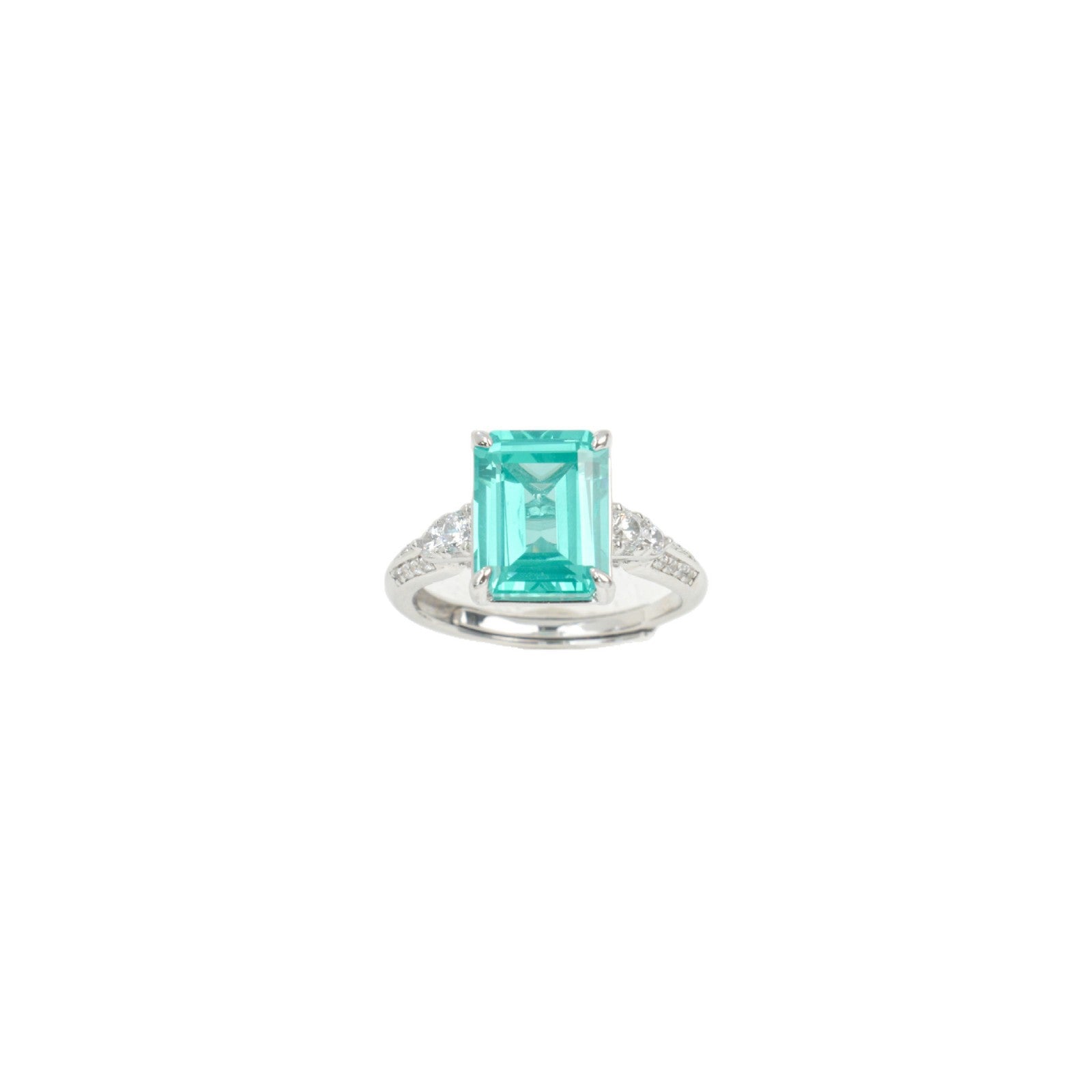 S925 Sterling Silver Paraiba-Colour Square Ring, Minimalist Premium Versatile - Photo 5