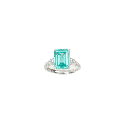 S925 Sterling Silver Paraiba-Colour Square Ring, Minimalist Premium Versatile - Photo 5