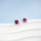 Lab Ruby S925 Silver Stud Earrings Sparkling Elegant Premium - Photo 3