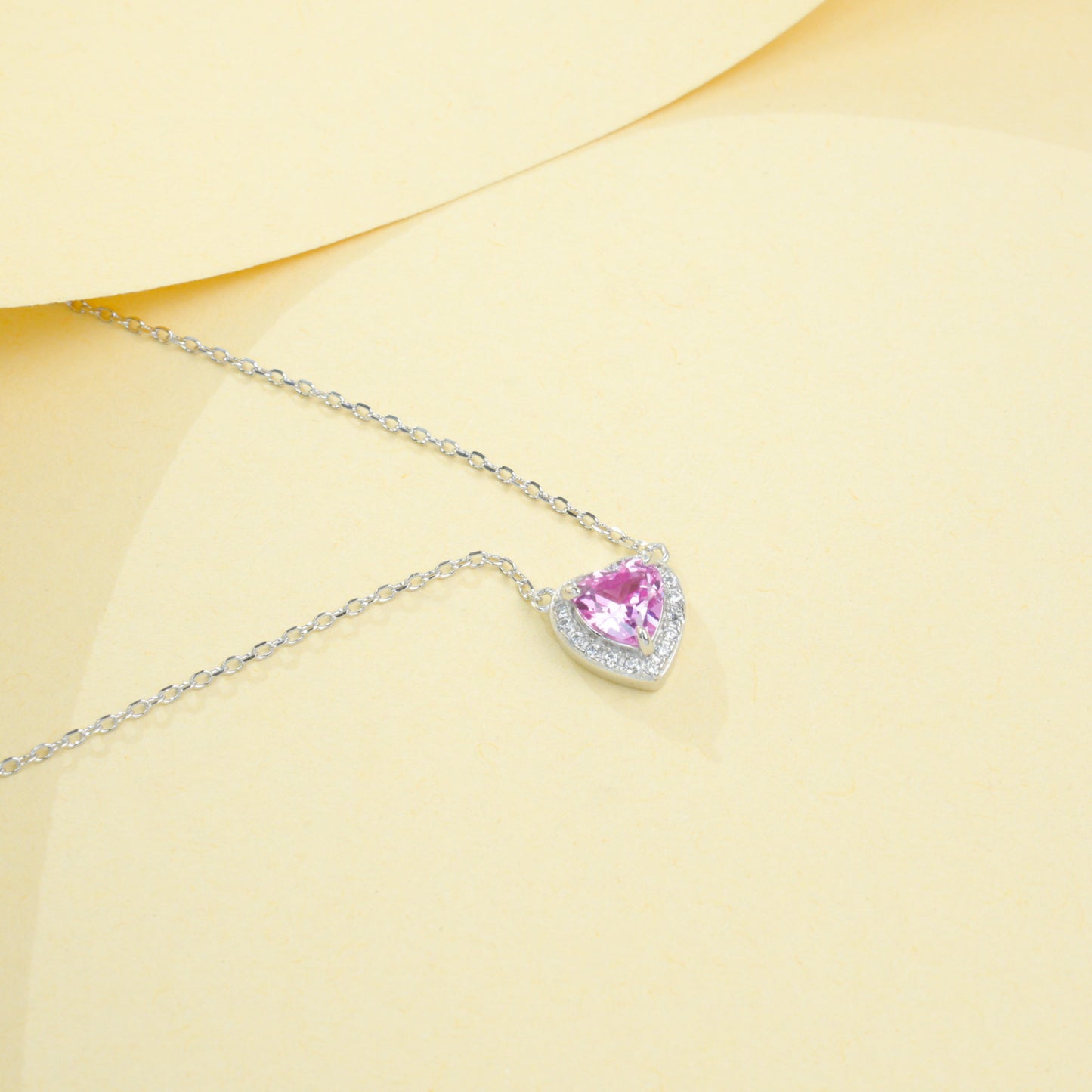 S925 Sterling Silver Lab Gemstone Heart Pave Choker Necklace, Premium for Women - Photo 2