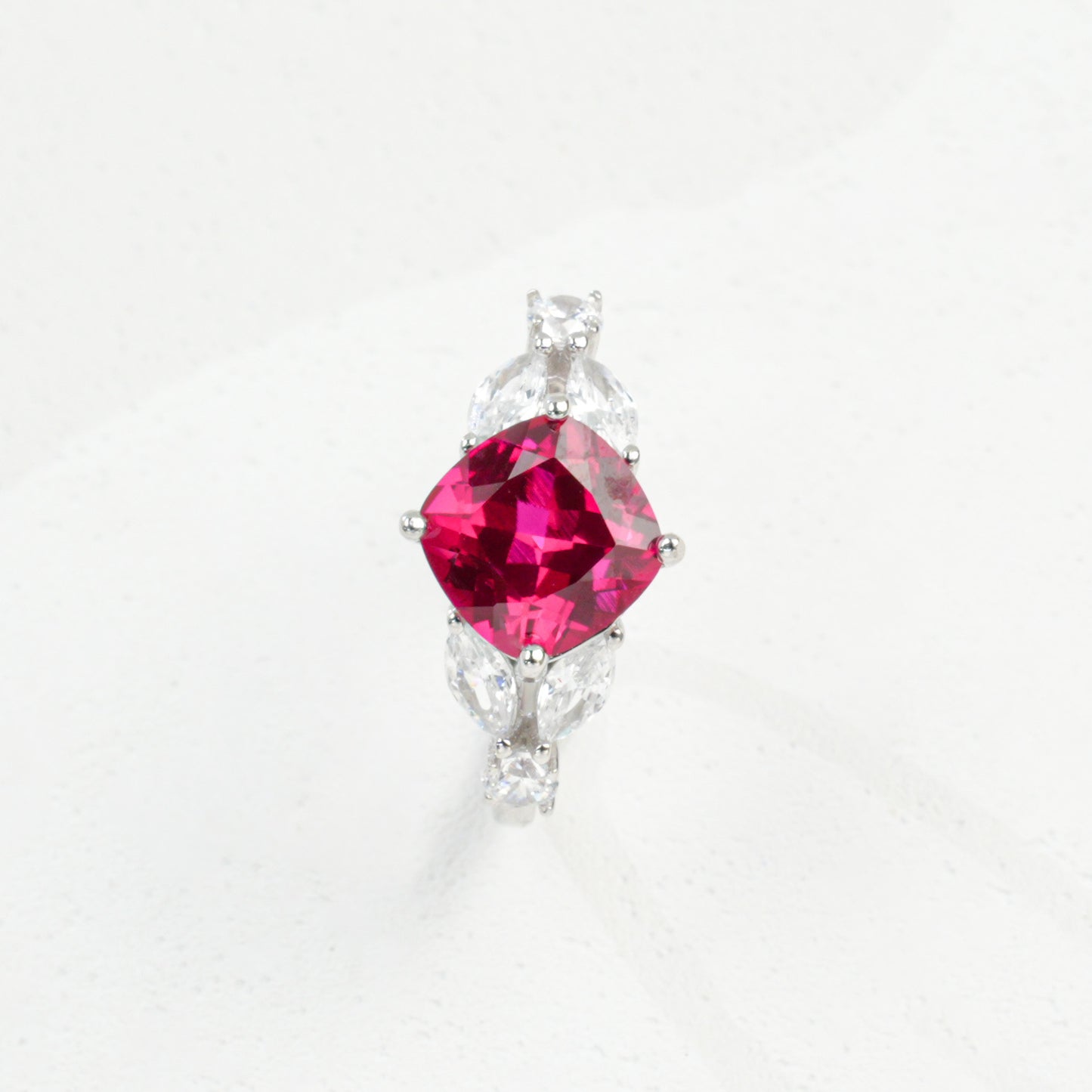 S925 Sterling Silver Lab Ruby Ring for Women, Versatile Designer - Photo 2