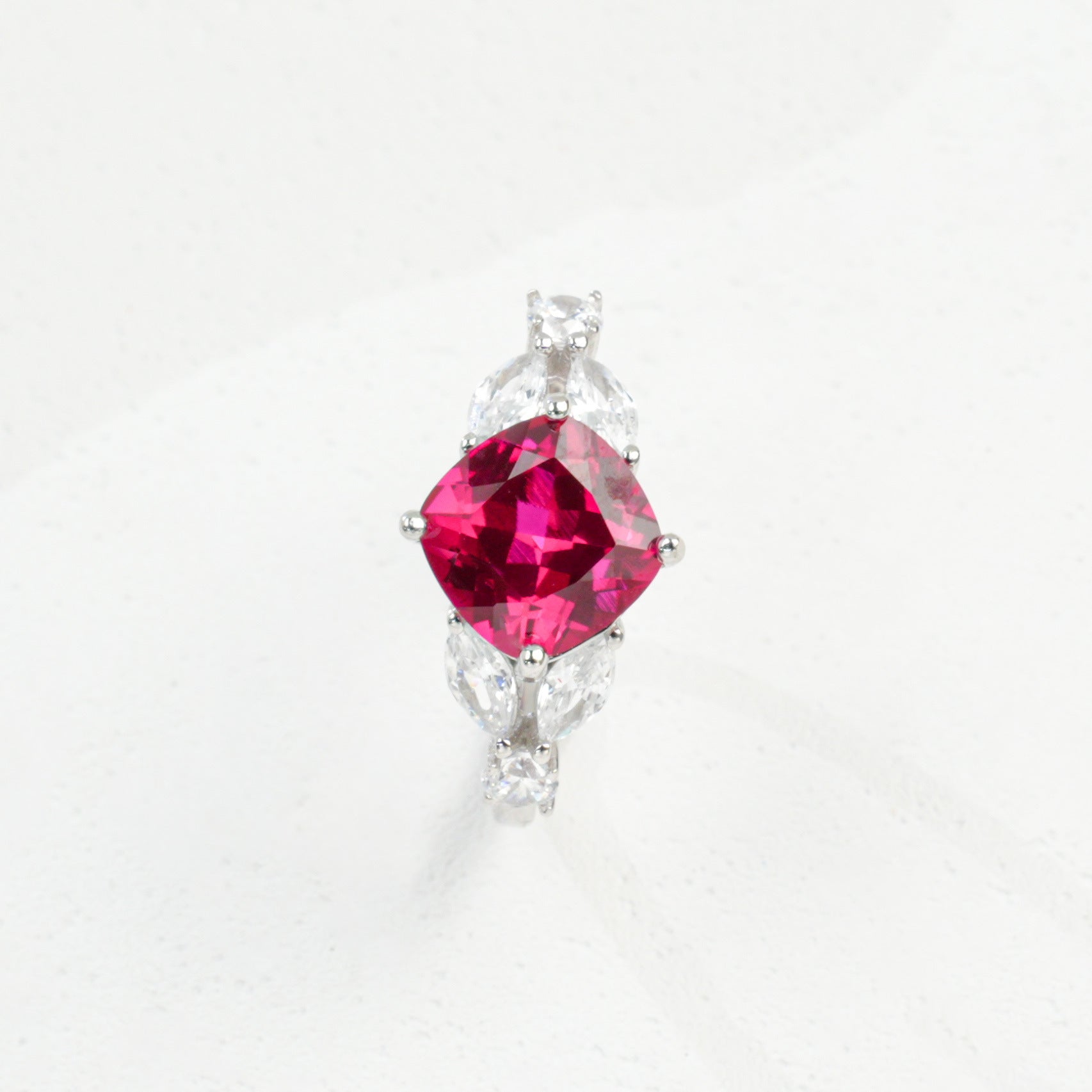 S925 Sterling Silver Lab Ruby Ring for Women, Versatile Designer - Photo 2