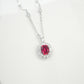 S925 Silver Necklace Pigeon Blood Ruby Pendant Diamond Chain Sparkling, Vintage Bold Stock - Photo 3