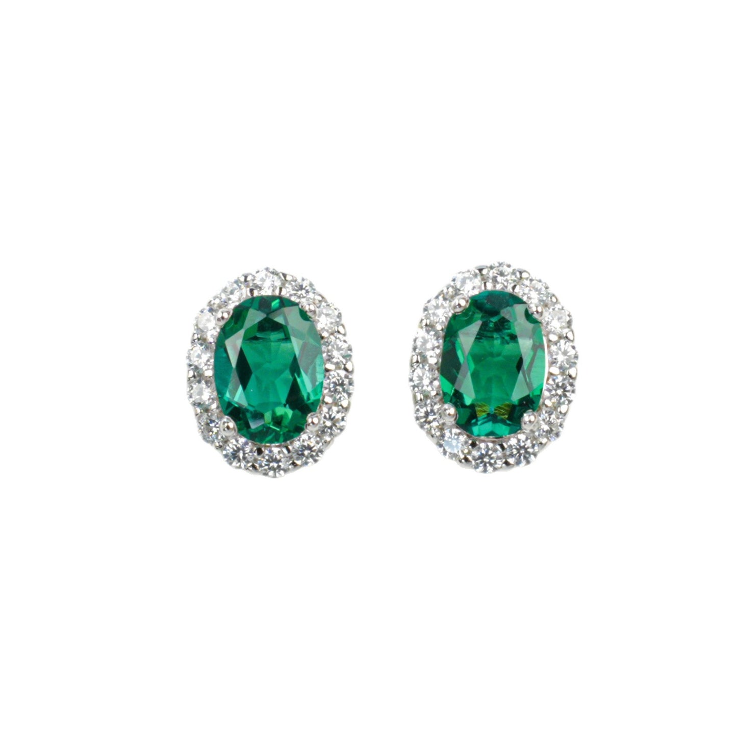 S925 Sterling Silver Lab Emerald Earrings, Vintage Premium - Photo 5