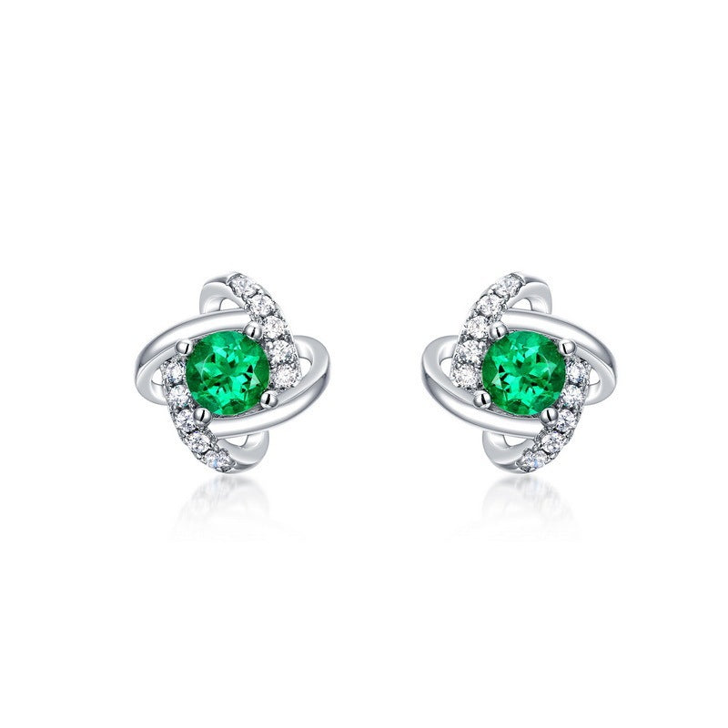 S925 Sterling Silver Lab Emerald Stud Earrings, Exquisite Premium Versatile - Photo 5