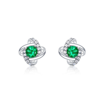 S925 Sterling Silver Lab Emerald Stud Earrings, Exquisite Premium Versatile - Photo 5