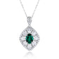 S925 Sterling Silver Emerald Sunflower Necklace, Oval Marquise Round - Photo 5