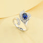 925 Sterling Silver Lab Sapphire Calla Lily Open Pave Ring, Premium for Women - Photo 2