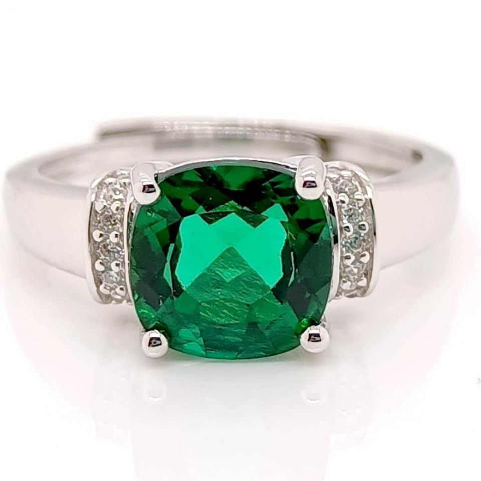 Lab Emerald 925 Silver Ring for Women, Luxurious Premium Vintage - Photo 5
