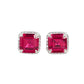 S925 Silver Classic Lab Ruby Halo Stud Earrings, Skin-Brightening Gift - Photo 5