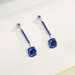 S925 Sterling Silver coloured Gemstone Sugarloaf Long Drop Earrings, Cushion Pave Premium - Photo 4